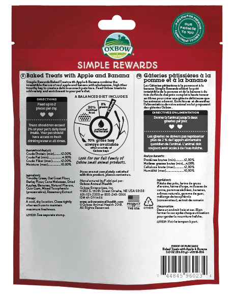 Oxbow Simple Rewards Apple & Banana 85g