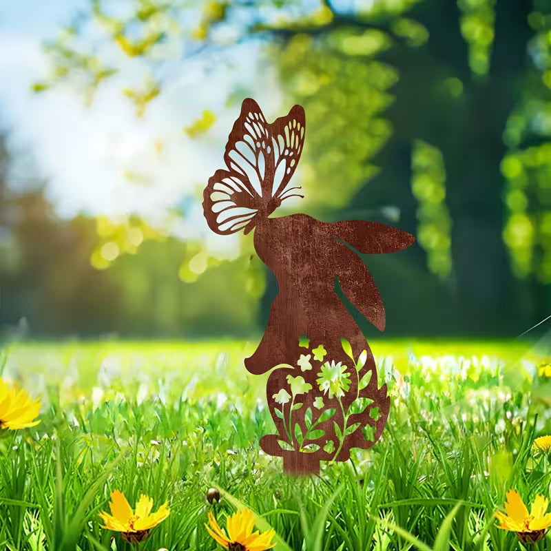 Bunny Butterfly Metal Stake