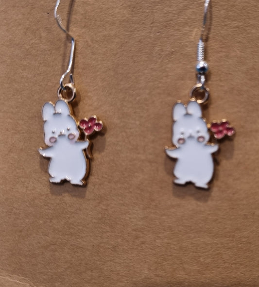 Earrings - Bunny with Bouquet
