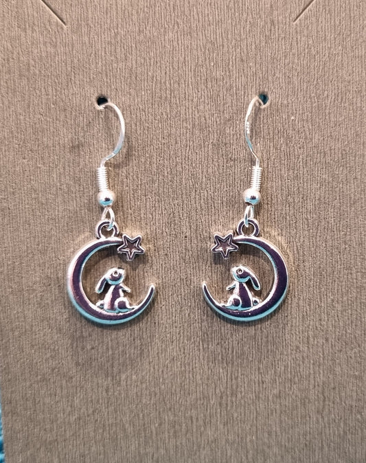 Earrings. Bunny looking at the stars.