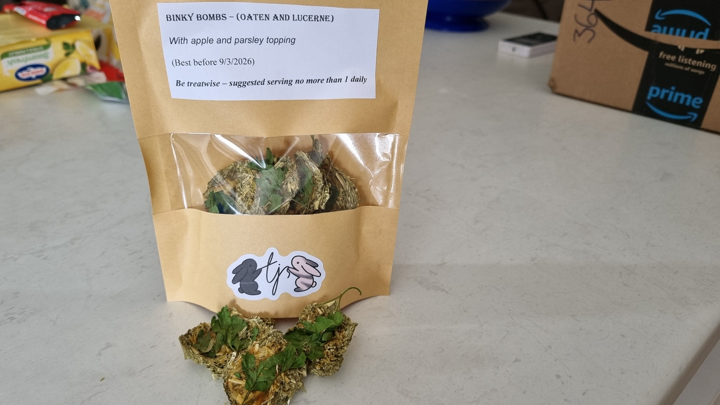 Binky Bombs with Apple and Parsley topping
